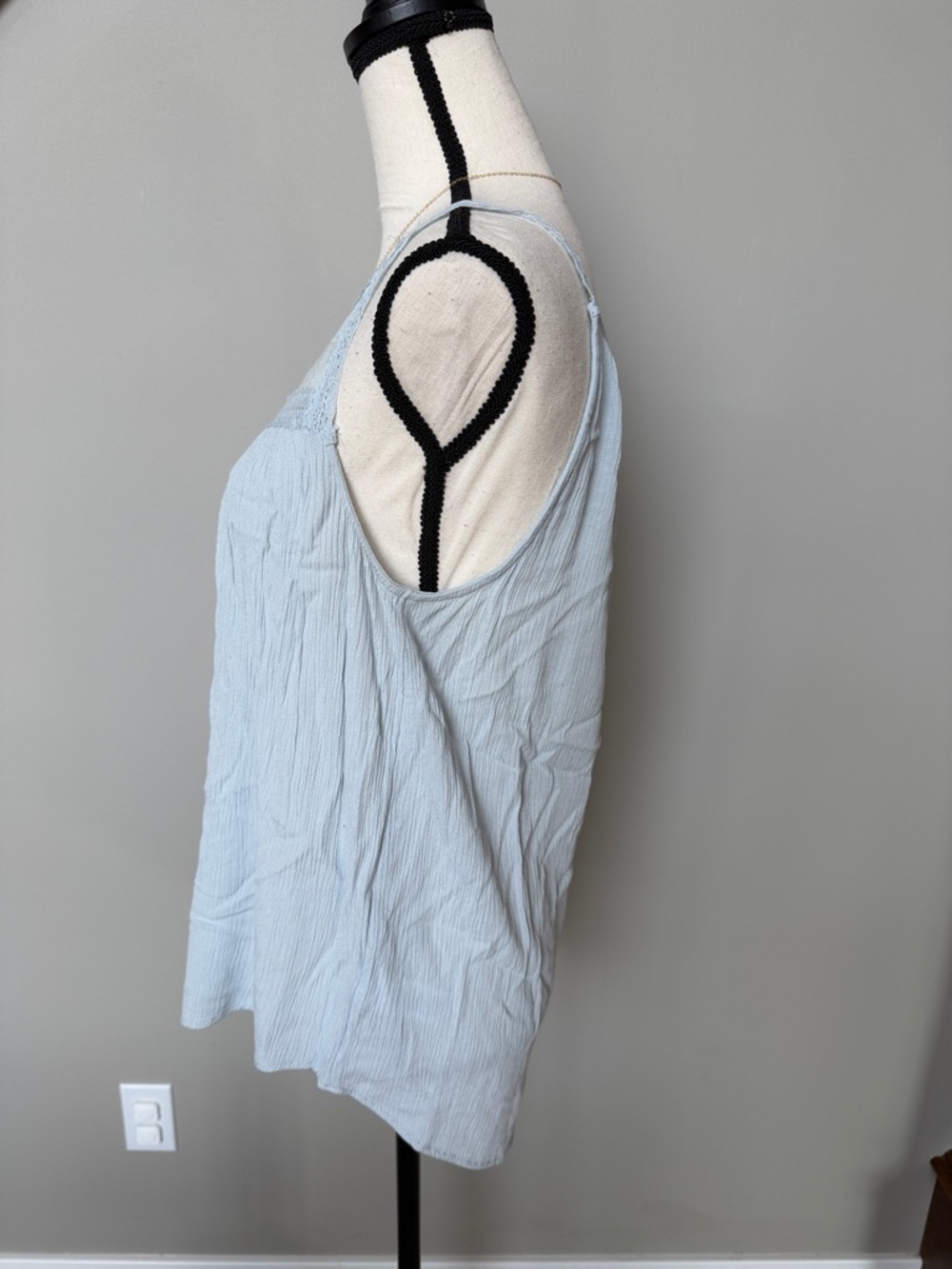 Maurices Light Blue Lace Yoke Women's Tank Top - Picture 4 of 7